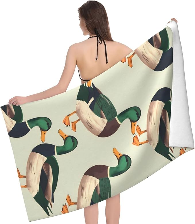 Mallard Duck Beach Towel 31inx51in, Animal Sand-Free Microfiber Bath Towel Ultra Soft Quick Dry Pool Towel Absorbent Towel Lightweight Towel for Swimming Bathroom Decor