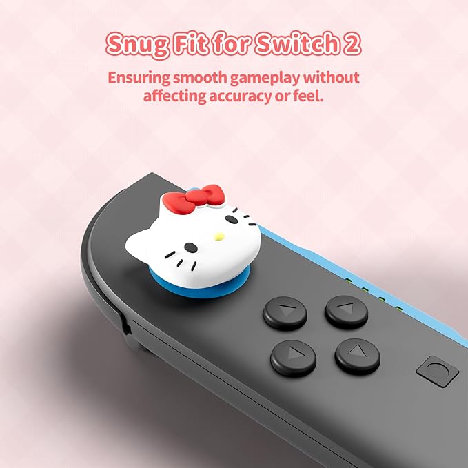 Thumb Grip Caps Compatible with Nintendo Switch 2, Silicone Joystick Grip Caps for Switch 2025, 4pcs, Cute Cat Style, White & Red