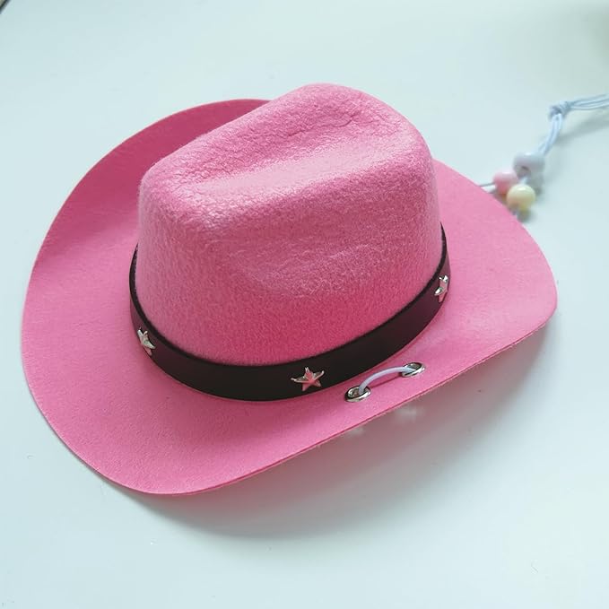 Pet Dog Costume Cowboy Hat Cosplay Cap Puppy Pet Dog Cat Holiday Pet Party Decoration (Pink)