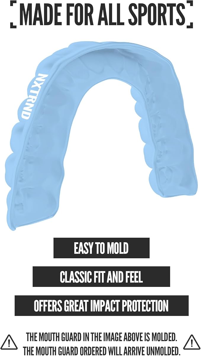 2 Pack Nxtrnd Classic Mouthguard, Custom Fit Sports Mouthpiece for Football, Boxing, MMA, Basketball, Hockey, Lacrosse, Youth & Adult (Columbia Blue)