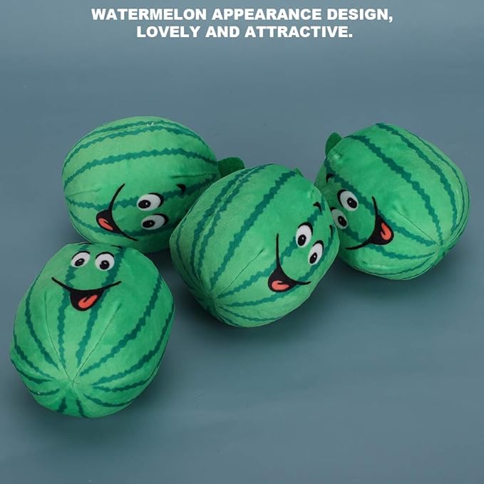 plplaaoo 4Pcs Pet Plush Watermelon Toy Set, Squeak and Chew Interactive Toys for Dogs and Cats, Material, Relieves Boredom and Anxiety