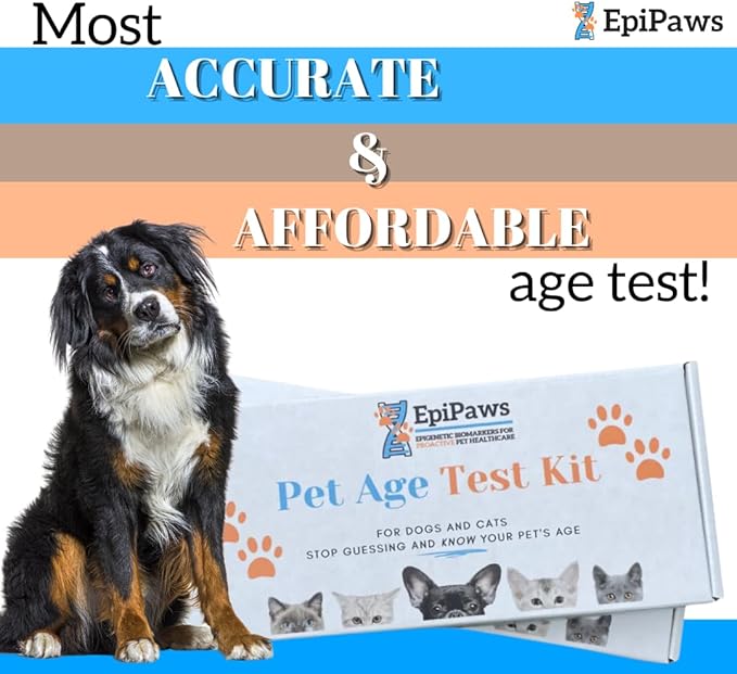 Pet Age Test for Dogs & Cats - Includes Wellness Insights for Your Pet’s Life Stage - at Home Epigenetic Biomarker Testing Kit, Great for Rescued Pets