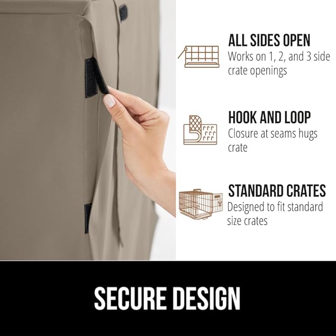 GORILLA GRIP Dog Crate Covers Compatible with Amazon Basics Dog Crates, All Sides Open, Privacy Cover Fits 30" Wire Kennel, Breathable Mesh Windows, Light Reducing Puppy Training Cage Topper, Taupe