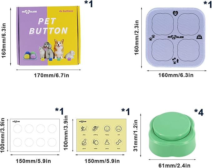 Dog Button Talking Button for Pet Communication Speaking Button for Dog Communicate Through Word Set of 4