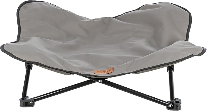 TRIXIE Camping Cot for Medium Dogs, Elevated Pet Travel Bed 34.6" x 34.6", Support Breeds up to 80 lbs, Portable Steel Frame Lounger with Cushioned Removable Topper, Foldable Design