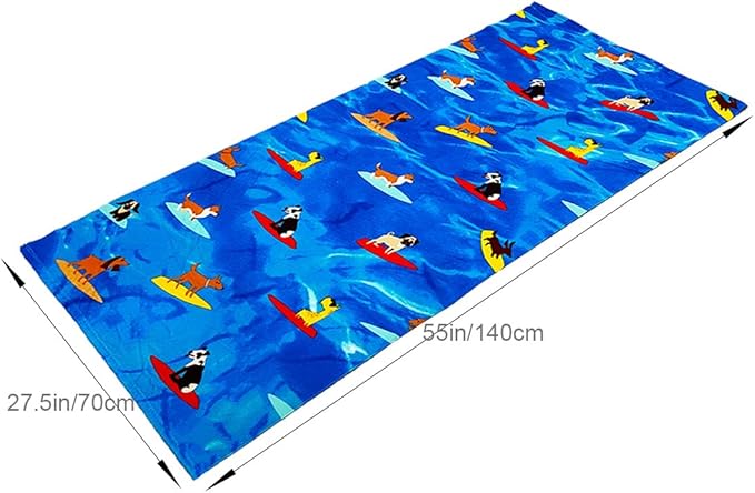 YIFONTIN Kids Beach Towels Microfiber Blanket Throw Super Soft Absorbent 5-Piece Set 27.5"x55" Gift for Bath Camping Swimming Sports Picnic Travel Holiday, Dinosaur Shark Crocodile Vessel Puppy.
