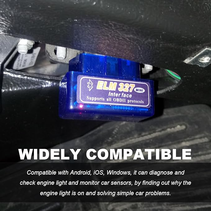 OBDII Car Auto Diagnostic Scanner, ELM327 Automotive Bluetooth Scan Tool and Code Reader, Professional Car Bluetooth Engine Fault Code Reader, Universal Car Accessories (White)