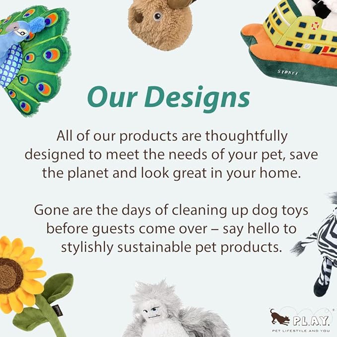 P.L.A.Y. Cute Plush Dog Toys - Fruit & Vegetable Themed Durable Squeaker Chew Toy, Great for Puppies & Small, Medium, Large Dogs - Machine Washable, Recycled Materials (Garden Fresh Pumpkin, Medium)