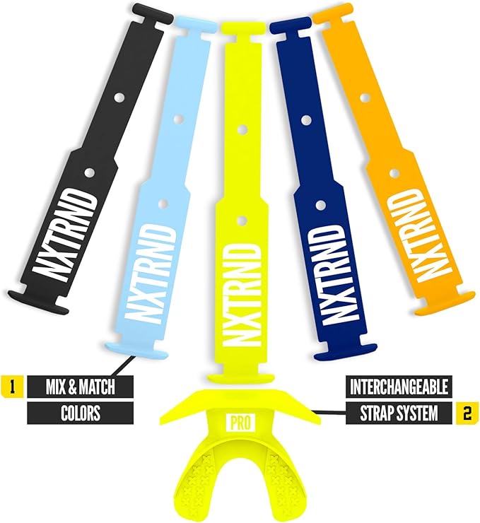 Nxtrnd One Pro Football Mouth Guard, Interchangeable Strap, Fits Adult & Youth (Neon Yellow)