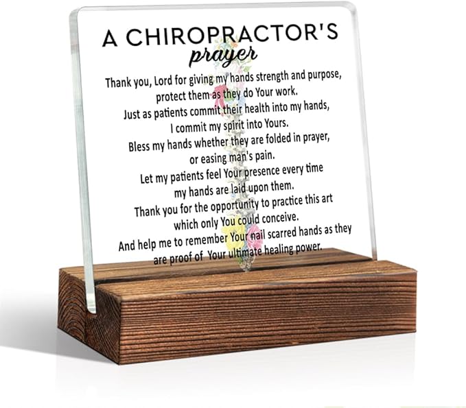 A Chiropractor's Prayer Acrylic Sign with Wood Stand, Orthopedic Doctor Gifts, Chiropractor Gifts, Christian Doctors Gifts, Doctor's Day Gifts, Spine Doctor Prayer Acrylic Plaque for Office