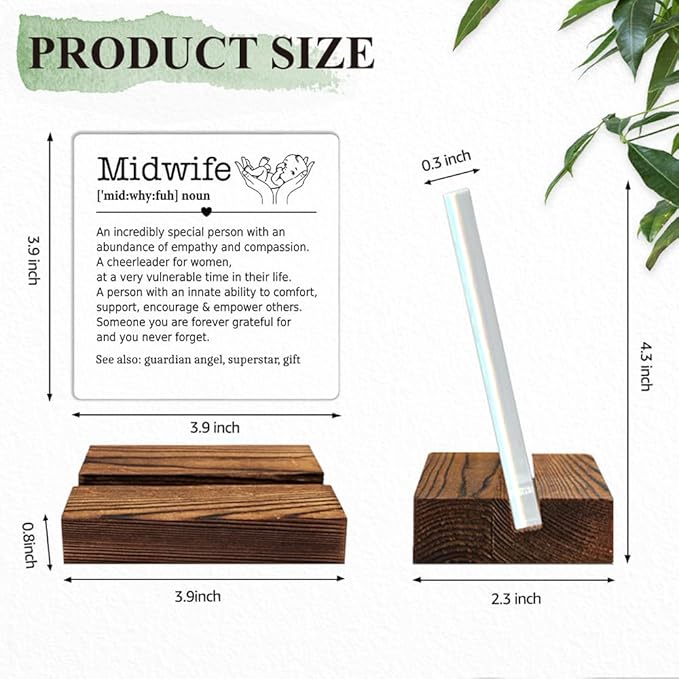 Midwife Definition Acrylic Sign With Wooden Stand, Funny Home Office Desk Decor Plaque Gifts for Pediatrician OB Nurses Obstetrician Gynecologist, Midwife Appreciation Gifts from New Mom