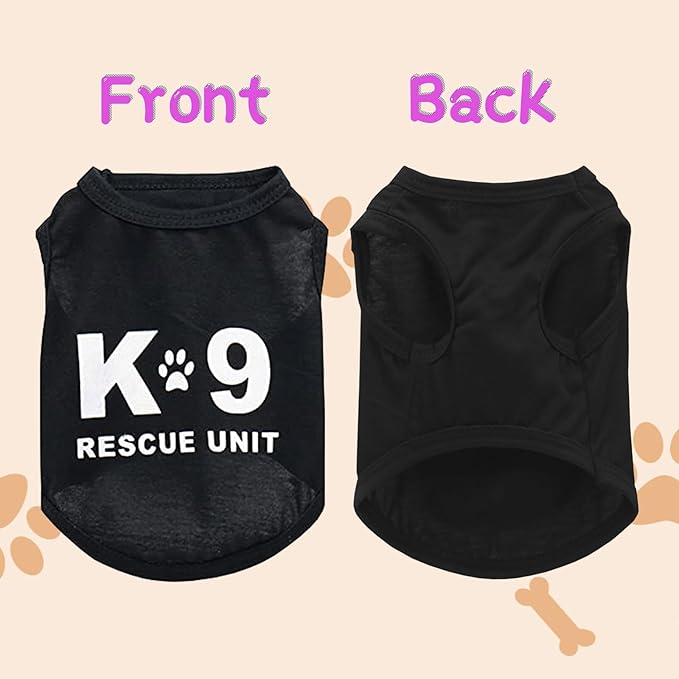 2Pack Dog Security Costume Cotton Dog Shirt for Small Dog Boy Pet Clothes K9/Security Puppy Black Vest T-Shirts Cat Top Tee Breathable Stretchy (X-Small)