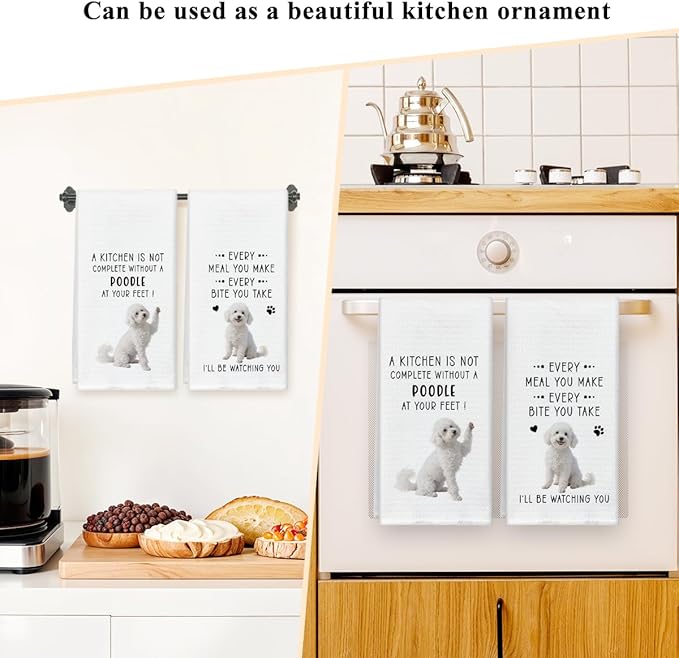 Funny Poodle Dish Towels for Kitchen Sets of 2, Gifts for Poodle Dog Lover, Drying Cloth Tea Towel Hand Towels for Cooking Baking Bathroom Decor, 16 x 24 Inch -21