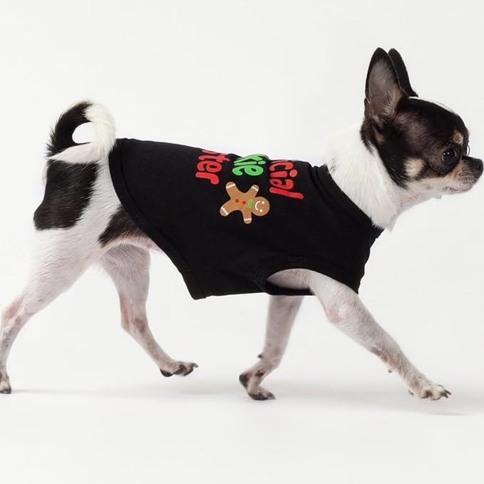 Fitwarm Official Cookie Tester Funny Dog Shirt, Christmas Dog Clothes for Small Dogs Boy Girl, Holiday Doggy Tshirt, Pet Outfit, Gingerbread, Black, Red, Green, Medium