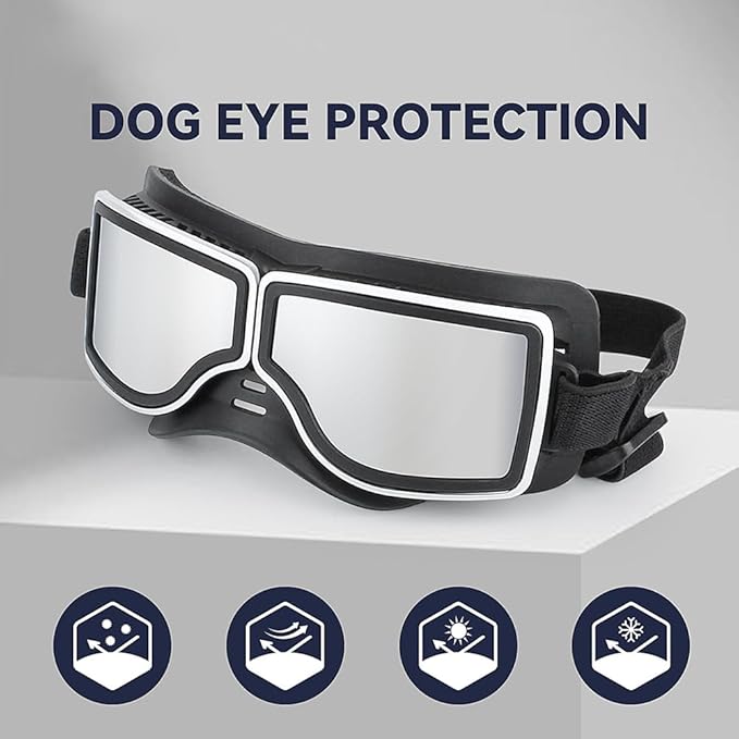 UV Protection Dog Goggles for Medium & Large Dogs - Waterproof Windproof Sunglasses, Durable Protective Eyewear for Long-Snout Breeds - Outdoor Hiking Running Glasses (Black(Wide Snout))