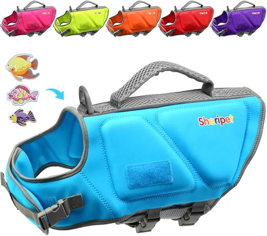 Dog Life Jacket, Good Visibility Dog Life Vest for Swimming with Reflective Stripes and Rescue Handle, Pet Flotation Vest Suit for Small Medium and Large Dogs, Medium
