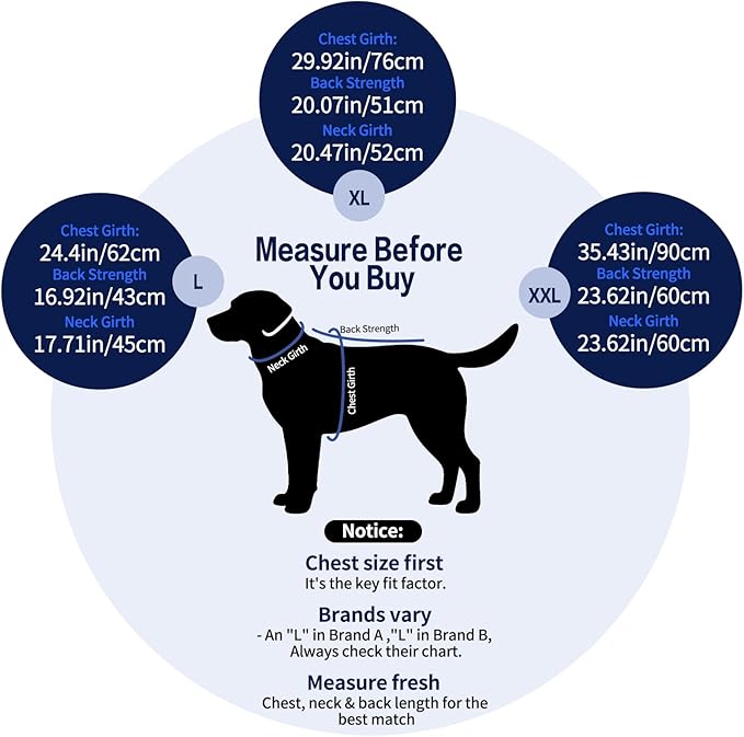 Dog Coats for Large Dogs with Harness Built in, Waterproof Dog Jacket Warm Pet Winter Coat Snowsuit for Cold Weather, Reflective Fleece Windproof Jacket, Blue, U-LDMF04XL