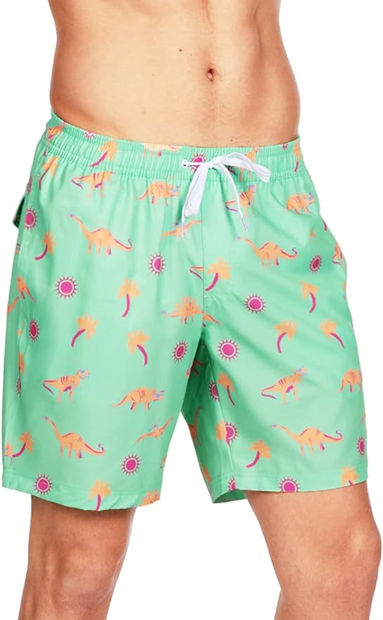 Tipsy Elves Men's Stretch Swim Trunks 7 Inch Inseam 4-Way Stretch with Mesh Liner - Quick-Dry Funny Swimwear Bathing Suit