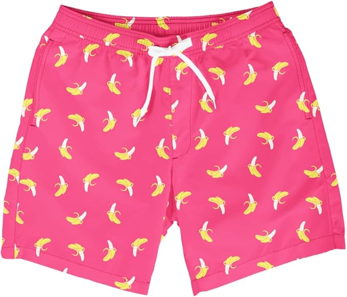 Tipsy Elves Men's Stretch Swim Trunks 7 Inch Inseam 4-Way Stretch with Mesh Liner - Quick-Dry Funny Swimwear Bathing Suit