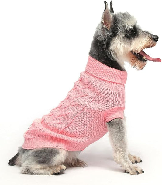 Pullover Dog Valentine Sweater, Cable Knitwear, Warm Clothes for Chihuahua, Bulldog, Dachshund, Pug, Yorkie,Dog Outfits for Small Dogs Medium Dogs (Pink L)