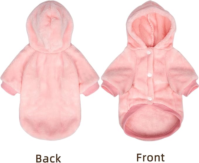 FabriCastle Dog Hoodie Sweater for Small Dogs Boy and Girl, Dog Clothes XS XXS Puppy Sweatshirt, Pet Outfit, Cat Clothing Super Soft Warm Snap On Closure (Pink, X-Large)