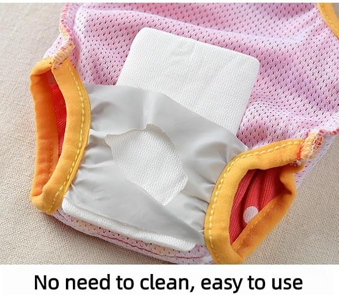 Female Dog Sanitary Panties with Adjustable Suspender, Washable Reusable Puppy Diaper Underwear for Girl Dogs, Teddy