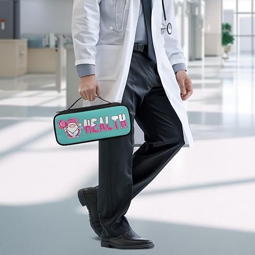 Gomyblomy Stethoscope Case with Extra Room for Nursing Accessories, Pink Dwarf Stethoscope Carrying Case with Handle for Nurse Doctor, Universal Stethoscope Holder Storage Bag
