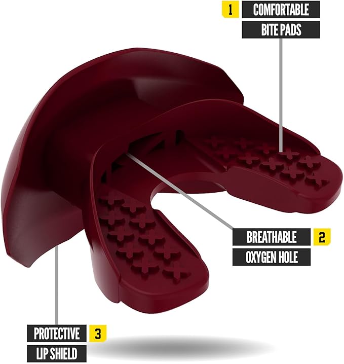 Nxtrnd One Football Mouth Guard, Strap Included, Fits Adult & Youth (Maroon)