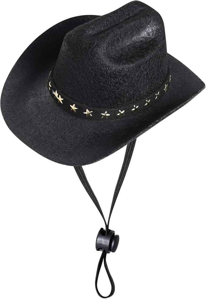 choyaxo Pet Cowboy Costume Cosplay Cap Halloween Costumes for Dogs Cat Pet Party Decoration Mini Cowboy Hat (Black, Small)