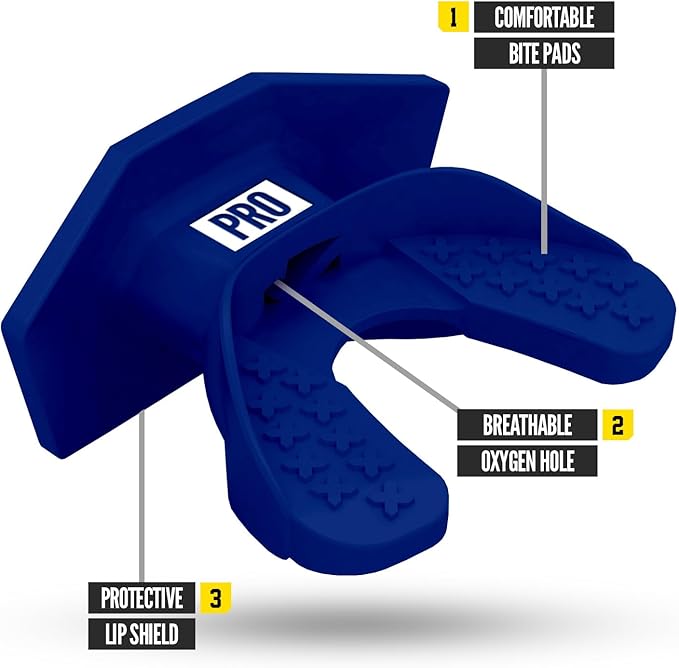Nxtrnd One Pro Football Mouth Guard, Interchangeable Strap, Fits Adult & Youth (Navy Blue)