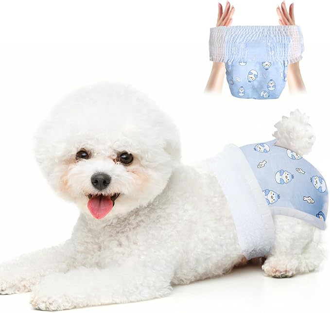 Disposable Dog Diapers Count Absorbent Soft Puppy Doggie Diapers for Female Dogs with Stretchy Waist Puppy Diaper in Heat Period Excitable Urination (L 10PCS)