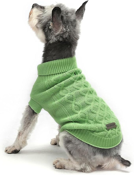 Small Dog Warm Winter Sweater Pet Clothes Knitwear for Small to Medium Breeds Dog Outfits (Green S)…