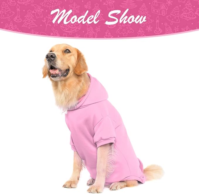 KOOLTAIL Dog Hoodie for Large Medium Small Dogs, Soft and Warm Pet Sweater with Leash Hole and Pocket Boy Girl, Puppy Fall Winter Jacket Clothes, French Pitbull Cold Weather Coat Sweatshirt, Pink XL