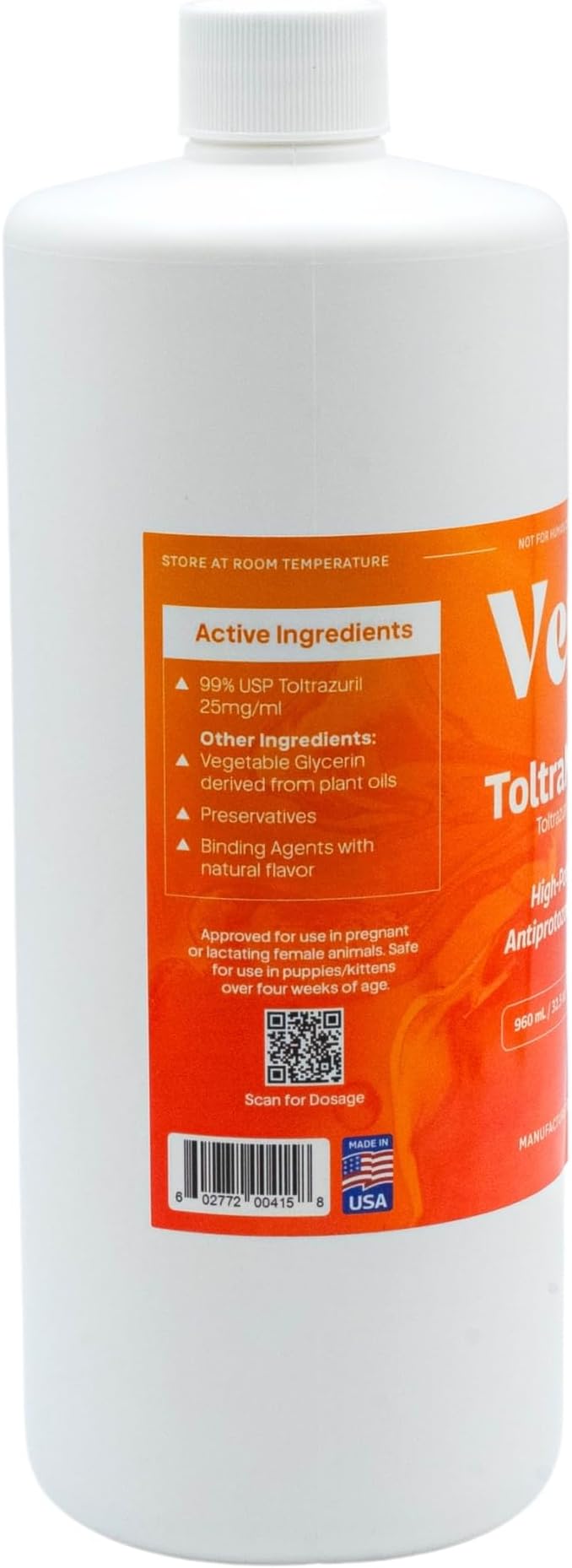 Toltrazuril 2.5% for Horses, Dogs, Cats, 960mL/32.4 Ounce, for Non-Food Chain Animals
