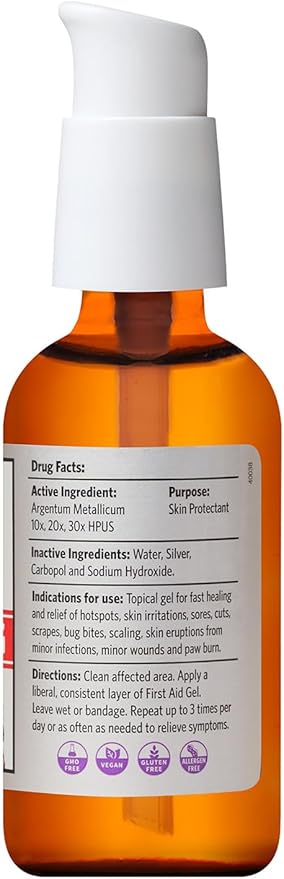 Sovereign Silver Pets First Aid Gel - Topical Skin Care Gel for Dogs and Cats with Pump, Argentum Metallicum - 2 fl oz (59mL)