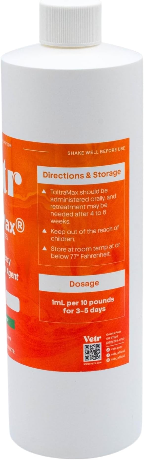 Toltrazuril 10.0% for Horses, Dogs, Cats, 500mL/16.9 Ounce, for Non-Food Chain Animals, Alfalfa