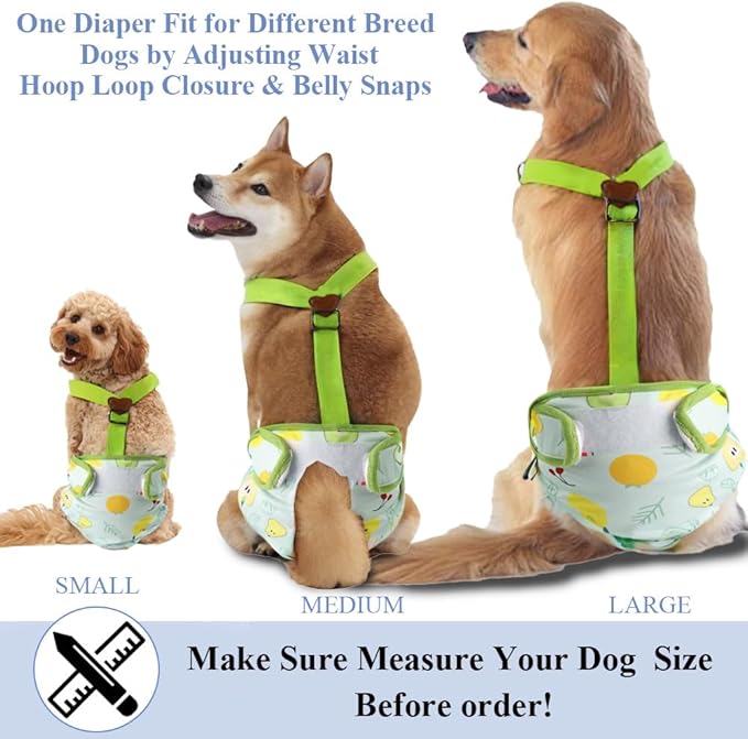 3 Pack Washable Female Dog Diaper with Suspender,Reusable Fixed Doggie Diapers Super Absorbent Leakproof for Small Medium Large Dog in Heat Cycle-XL