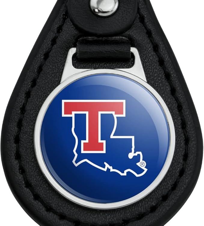 GRAPHICS & MORE Black Leather Louisiana Tech University Bulldogs Logo Keychain