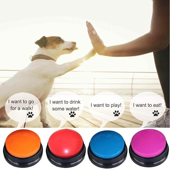 8 Colors of Recording Button, Pet Communication Buttons: Dog and Cat Speaking Training Toy, Voice Recording Broadcaster