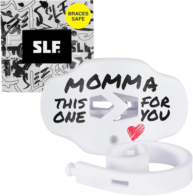 SLEEFS Football Mouth Guard - Lip/Mouthguard with Helmet Strap - Lip/Teeth Protector Mouthpiece - No Boil - for Youth/Adults, Maximum Air Flow, for All Sports - Momma This One for You