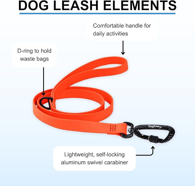 DogTraxs - Essential Dog Leash - Biothane Training Lead - for Small-Large Dogs - Waterproof & Odor Resistant - Self Locking Swivel Carabiner Durable - Made in USA - 3 Feet - Yellow