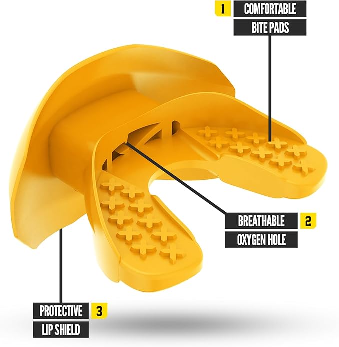 Nxtrnd One Football Mouth Guard, Strap Included, Fits Adult & Youth (Yellow)