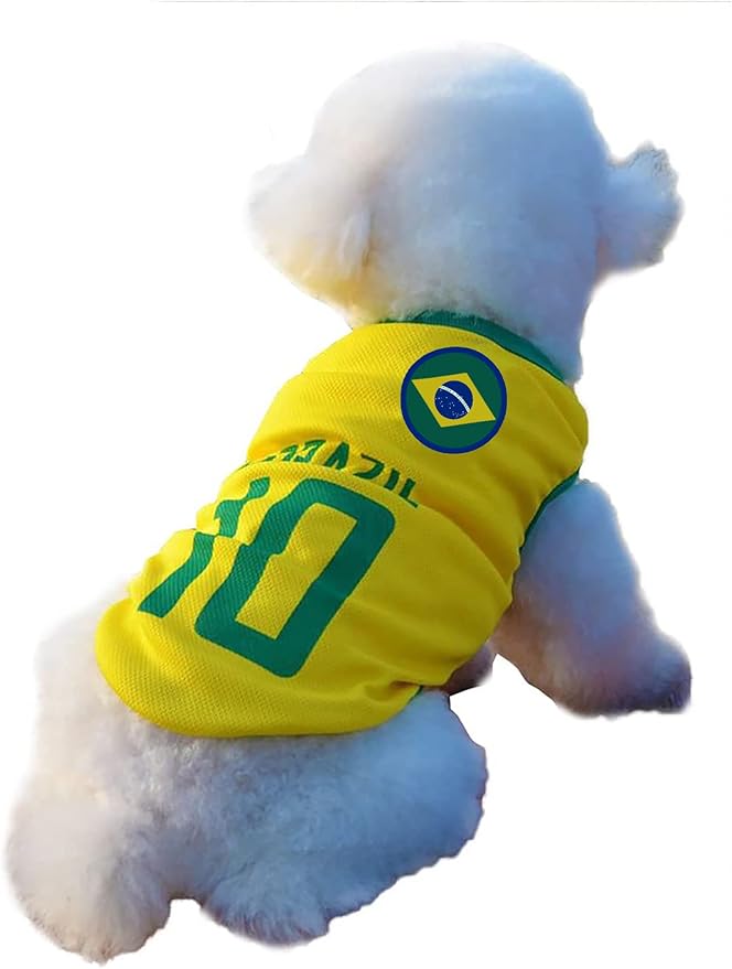 GabeFish Dog World Cup T Shirt Pets Football Jersey Sports Soccer National Team Vest Cat Summer Cool Clothes Apparel Brazil Small
