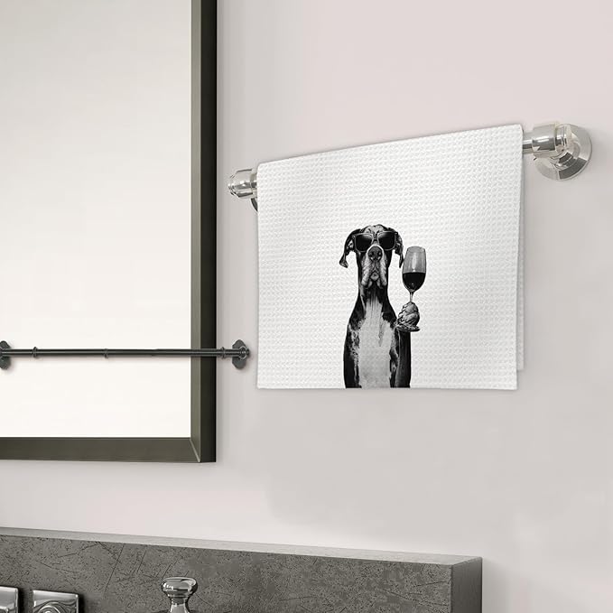 Great Dane Gifts Wine Kitchen Towels, Gifts for Great Dane Dog Wine Lovers Decorative Hand Dish Tea Towel for Kitchen Home Bar, Funny GreatDane Dog Owners Home Bar Decor(16x24In)