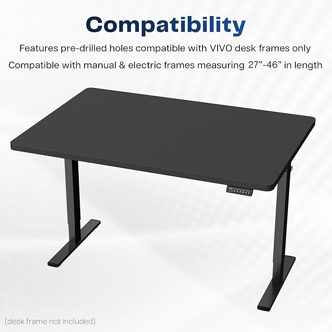 VIVO Universal 48 x 30 inch Solid One-Piece Table Top for Standard and Sit to Stand Height Adjustable Home and Office Desk Frames, Black, DESK-TOP48-30B