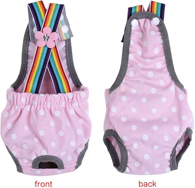 Dog Sanitary Pantie, Washable Female Dog Diaper Reusable Puppy Underwear Diaper with Adjustable Suspender for Girl Dog Teddy