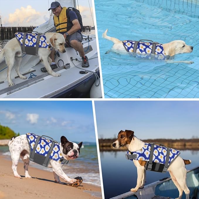 Doglay Dog Life Jacket, Dog Life Vest for Swimming Boating, Adjustable Puppy Life Jacket with Reflective Stripes, Superior Buoyancy Pet Swimming Vest for Small Medium and Large Dogs