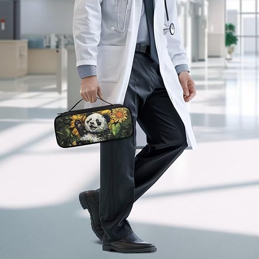 Gomyblomy Panda Sunflower Stethoscope Case Compatible with Classic III, Lightweight II S.E, Cardiology IV Diagnostic, Acoustica Deluxe Stethoscopes, Personalized Storage Bag