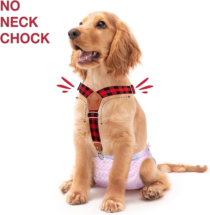 Pet Soft Dog Suspenders 2 Pieces Female Dog Diaper Suspenders for Dogs Diaper Keeper Suspender for Dogs Skirt, Dress, Diapers (Plaid, XS/S)