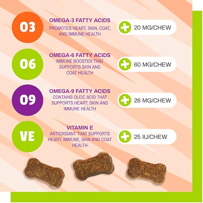 Pet Naturals Skin and Coat for Dogs with Dry, Itchy and Irritated Skin, 30 Chews - Salmon Oil, Vitamin E and Flax Oil - No Corn or Wheat - Vet Recommended